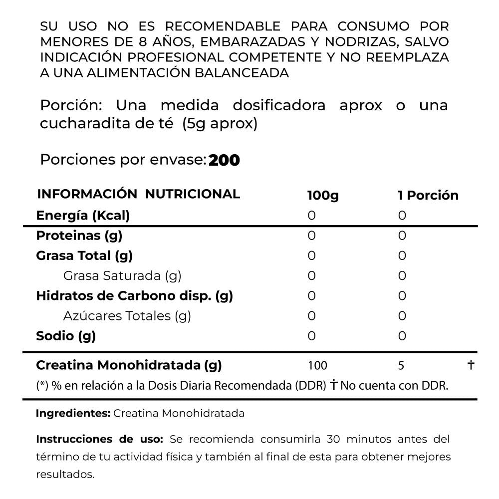 CREATINA ELEMENTAL SERIES 1kg. (200 servicios)
