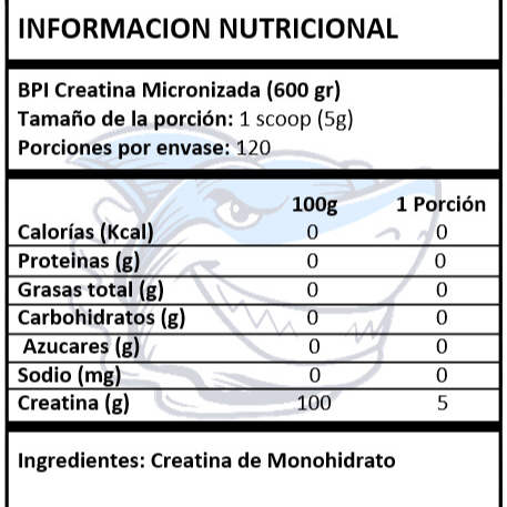 CREATINA MICRONIZADA 600G.