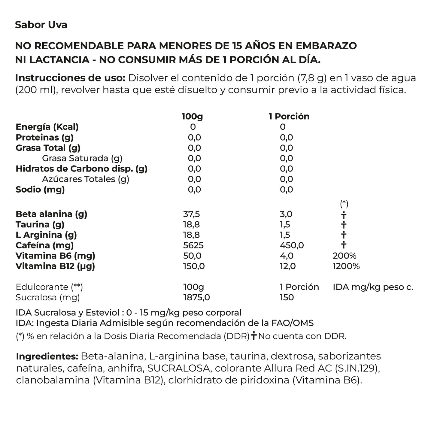 PRE WORKOUT, 30 SERVICIOS