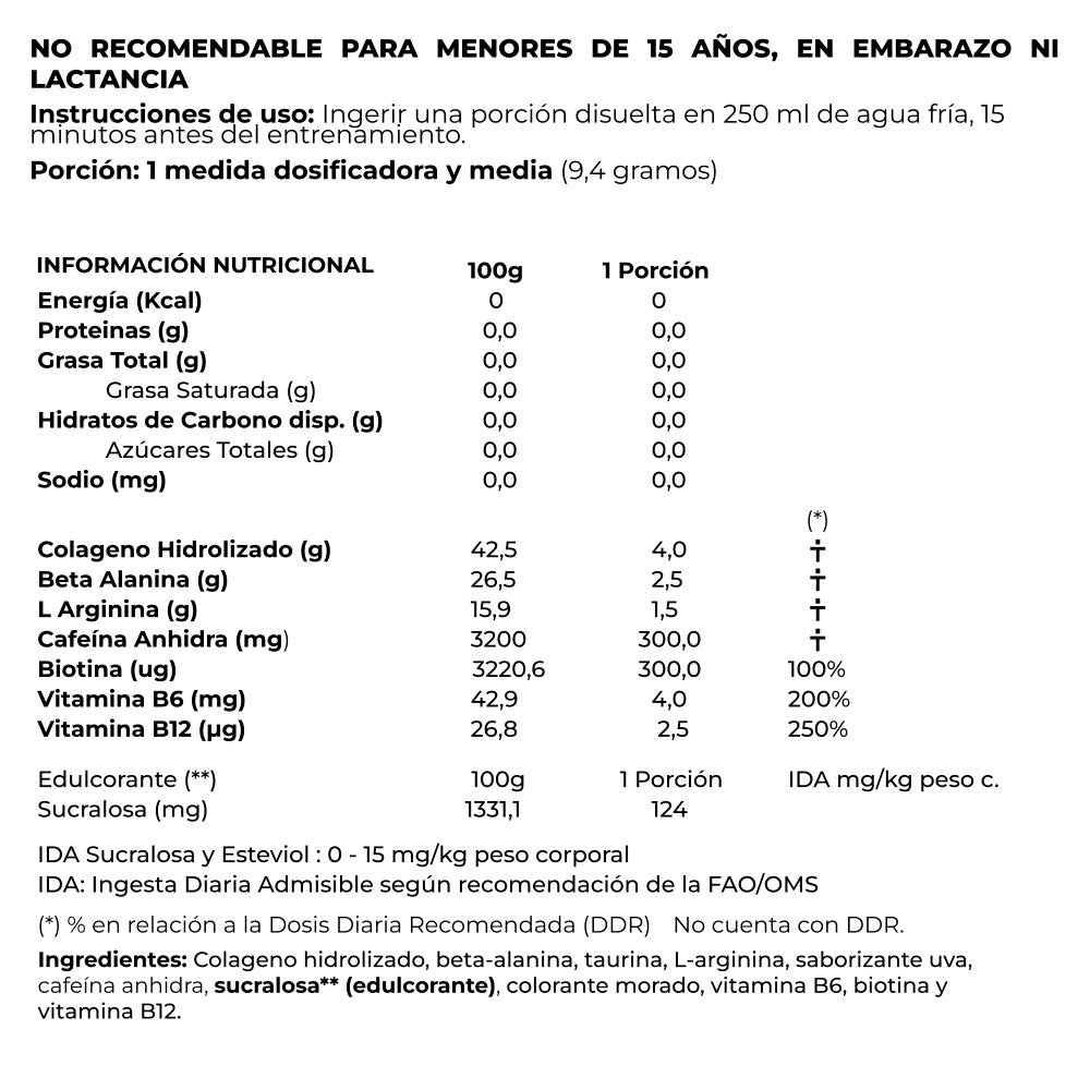 WOMEN'S PRE WORKOUT, 30 SERVICIOS